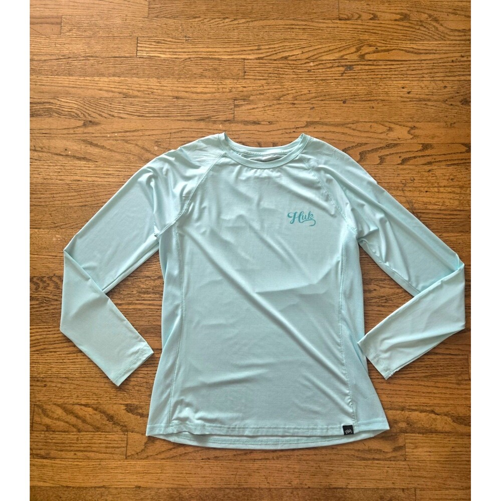Huk Fishing Shirt Womens Mint Green Long Sleeve Crewneck Performance Size Large